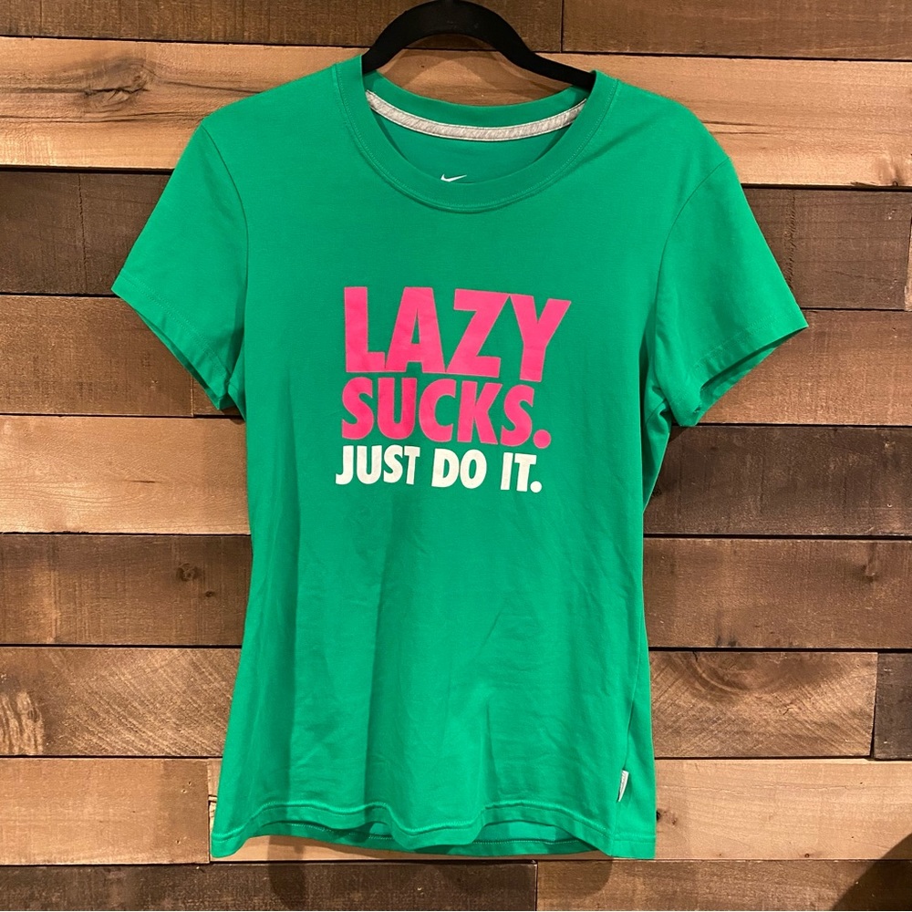 Nike- Athletic Dri Fit Tshirt- Green/Pink/White- Size Medium
